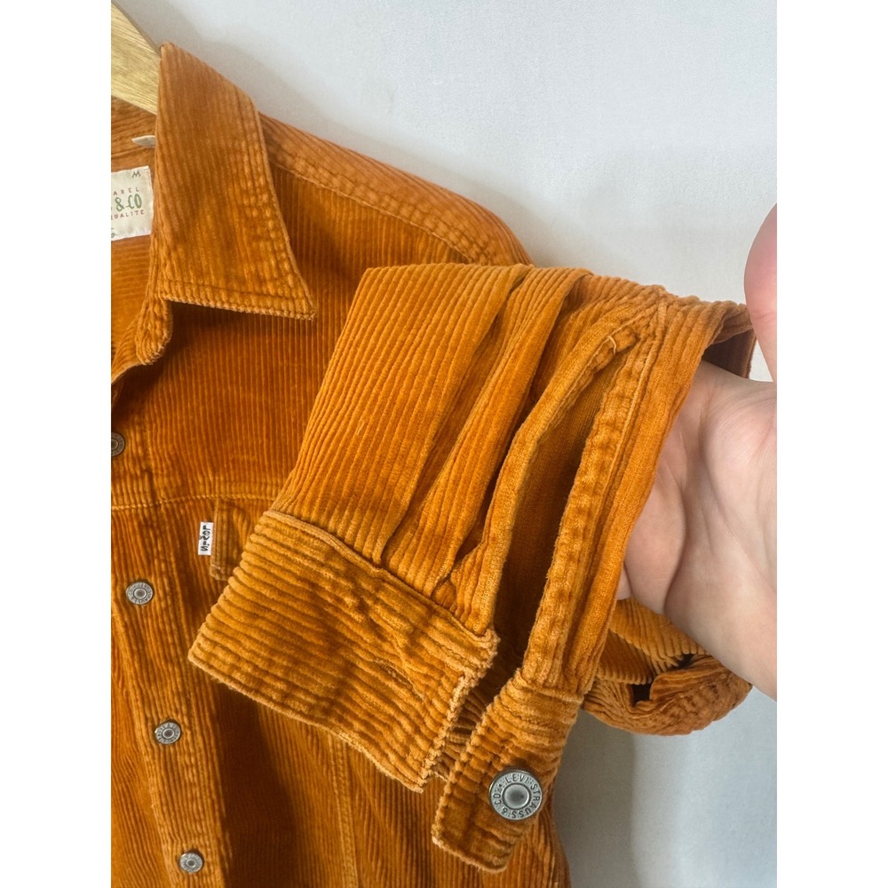 Vintage 80s Levis Corduroy Shirt Mens M White Tab Burnt Orange Rust Hong Kong - Picture 2 of 10
